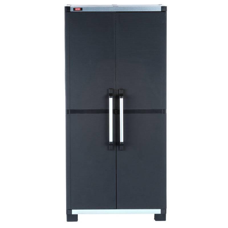 lot 1001 image: Keter 35 in. x 74 in. Wide XL Freestanding Plastic Utility Cabinet in Black