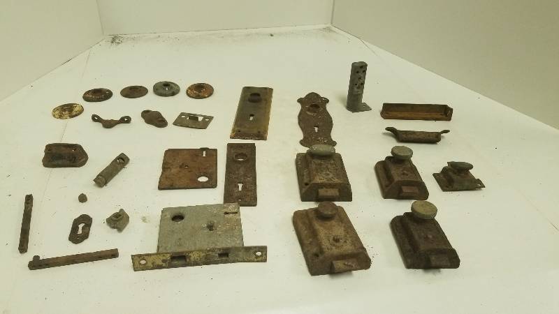 lot 1282 image: Antique Door Latches  Locks  Hardware