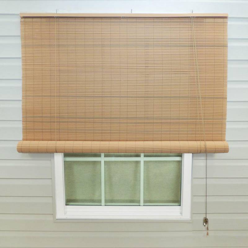 lot 1089 image: Lewis Hyman Tan Woodgrain InteriorExterior Roll Up Patio Sun Shade - 48 in. W x 72 in. L