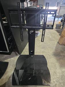 lot 6949 image: Hi-Eyes TV Stand with Mount - Black Glass and Metal