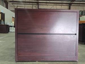 lot 6952 image: 2-Drawer Lateral File Cabinet - Mahogany Finish