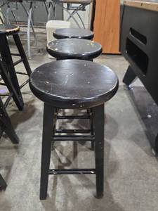 lot 6953 image: Black Wooden Bar Stools - Set of 3