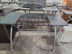 lot 47112 image: Modern Student Computer Desk with Glass Panel