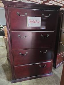 lot 47119 image: 4-Drawer Lateral File Cabinet - Mahogany Finish