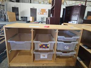 lot 47132 image: Whitney Brothers Storage Cabinet with Clear Bins