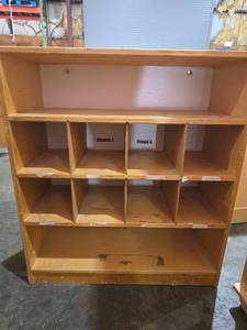 lot 47140 image: Wooden Mail Sorter Cabinet with Multiple Compartments