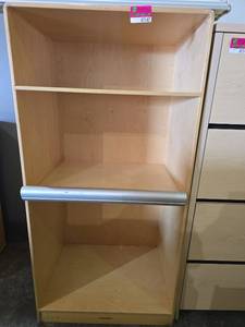 lot 47147 image: Lakeshore Wooden Storage Cabinet with Metal Rails