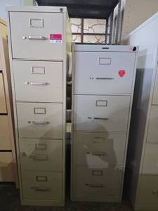 lot 47149 image: HON and Anderson Hickey 5-Drawer Vertical File Cabinets