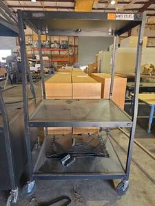lot 47174 image: Industrial Mobile Steel Shelving Cart with Casters