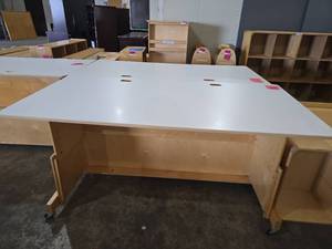 lot 47190 image: Jonti Craft Mobile Teacher Desk with White Laminate Top