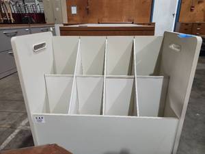 lot 47217 image: White Multi-Compartment File Organizer on Rollers