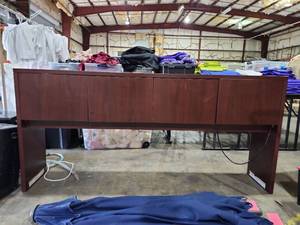 lot 47252 image: Commercial Storage Credenza Cabinet - Mahogany Finish