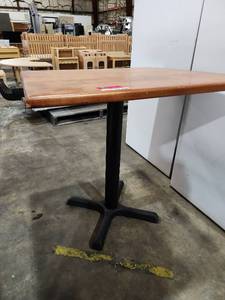 lot 47255 image: Commercial Restaurant Table with Wood Top and Metal Base