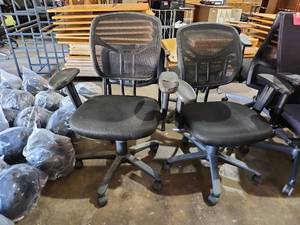 lot 47263 image: Black Mesh Office Chair with Adjustable Arms