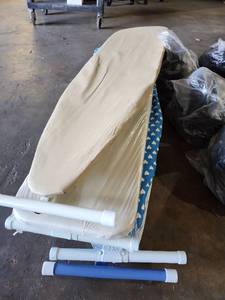 lot 47298 image: (4-Varying Patterns) Folding Ironing Board with Blue Heart Pattern Cover