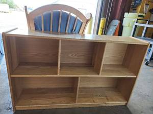 lot 47315 image: Pine Wood Bookshelf with Multiple Compartments
