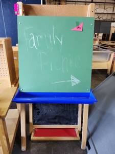 lot 47321 image: Double-Sided Art Easel with Chalkboard and Whiteboard