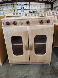 lot 47331 image: Community Playthings Childrens Wooden Play Kitchen Stove Cabinet