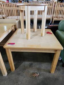 lot 47335 image: Childrens Wooden Table Set with Round Side Table