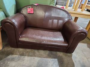 lot 47338 image: Toddler Brown Faux Leather Kids Sofa