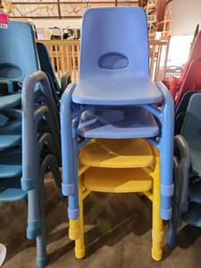 lot 47346 image: (4) Stackable Plastic Childrens Chairs - Multi-Color Set