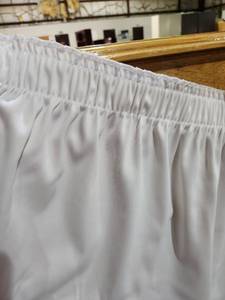 lot 47467 image: (11) White (2) Black Polyester Table Skirting with Shirred Pleats&nbsp- Event Decor