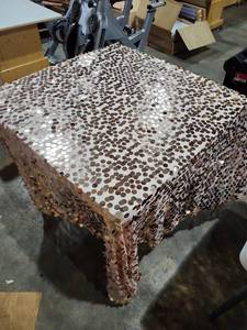 lot 47470 image: (16) Rose Gold Sequin Tablecloth with Large Paillettes&nbsp- Event Decor