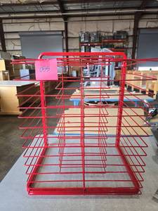 lot 47357 image: Red Metal Paper Organizer Rack - 20 Slot Document Sorter