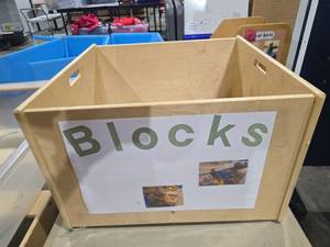 lot 47376 image: Wooden Storage Box with Casters