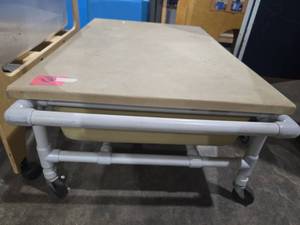 lot 47377 image: Childrens Mobile Sensory Cart with PVC Frame and Tan Surface