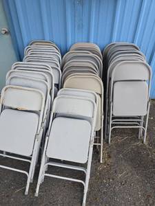 lot 47392 image: Bulk Metal Folding Chairs - Large Lot of 45 Gray Chairs