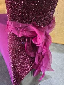 lot 47490 image: (100) Burgandy Fancy Chair Sashes&nbsp- Event Decor
