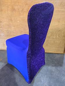 lot 47497 image: (100) Purple Spandex Chair Covers with Purple Glitter Accent&nbsp- Event Decor