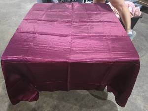 lot 47510 image: (9) Burgundy Satin&nbspTablecloths - Event Decor