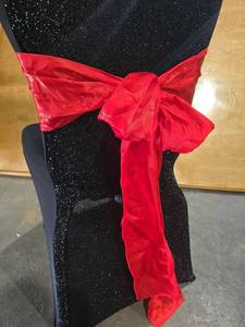 lot 47515 image: (50) Red Satin Chair Sash Bow - Event Decor