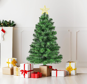 lot 50742 image: Tabletop Premium Artificial 3Ft Small Mini Christmas Tree for Home, Office, Indoor and Outdoor Decor,Holiday Decoration,Easy Assembly Metal Hinges & Foldable Base.Green Tree