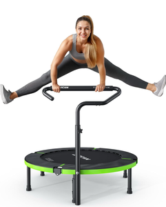 lot 50760 image: BCAN 4048 Foldable Mini Trampoline, Rebounder Trampoline for Adults, UT Shape Adjustable Foam Handle, Exercise Rebounder for Adults IndoorGarden Workout, Max Load 330lbs440lbs