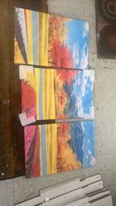 lot 50763 image: Autumn Landscape Canvas Wall Art Set - 3 Piece Mountain Scene - 40 Canvases