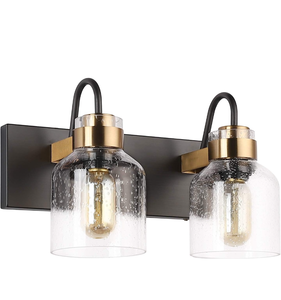 lot 50788 image: PRESDE 2 Light Bathroom Vanity Fixtures Black and Gold Farmhouse Bathroom Lights Fixture Over Mirror Bath Wall Sconce Lighting