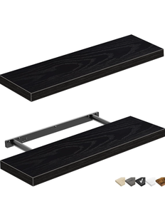 lot 50791 image: QEEIG Bathroom Shelves Wall Shelf 24 x 9 inch Set of 2 Black24 inches Long, 008-60B