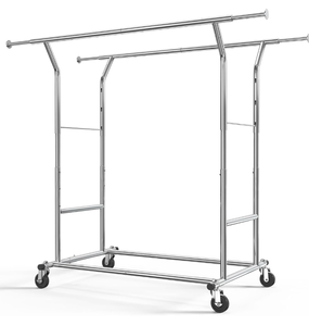 lot 50797 image: HOKEEPER Clothes Rack Heavy Duty Rolling Clothing Racks for Hanging Clothes, Commercial Garment Rack, Collapsible - Portable Clothes Rack with Wheels and Adjustable Height
