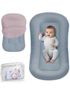 lot 50807 image: Baby Lounger - Baby Lounger Pillow for Newborn, 0-24 Months, Infant Lounger for Home and Travel, Co Sleeping Baby Nest, Newborn Babies Essentials Gifts, GrayishBlue (Lounger Cover Included)