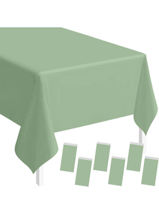 lot 50817 image: SietDESEO 6 Pack Sage Green Plastic Tablecloth Rectangle 54 x 108 Premium Disposable Table Cloth Plastic Sage Table Cover for Wedding Baby Shower Party Decorations
