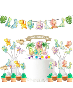 lot 50820 image: Dino Baby Shower Party Decorations Set Great Bundle for Dinosaur Theme Shower.