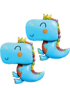 lot 50822 image: Large Blue Dinosaur Balloons, 2 PCS 36 Inch Birthday Decoration, Happy Birthday Dino Foil Balloon, Animal World Themed Party Supplies Decor for Kids