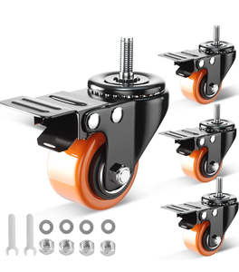 lot 50829 image: 2 Inch Caster Wheels, Threaded Stem Casters Set of 4 Heavy Duty, 14-20x1 (Screw Diameter 14, Stem Length 1), Safety Dual Locking Industrial Castors, Wheels for Cart, Furniture