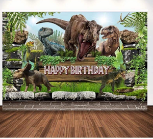 lot 50830 image: Jurassic World Park Photography Backdrop Dinosaur Children Birthday Party Baby Shower Background Photo Studio Props