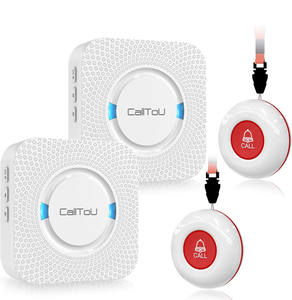 lot 50832 image: CallToU Wireless Caregiver Pager Smart Call System 3 SOS Call ButtonsTransmitters 3 Receivers Nurse Calling Alert Patient Help System for HomePersonal Attention Pager 500Feet Plugin Receiver