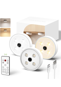 lot 50837 image: EZVALO Motion Sensor Puck Lights 3Pack, 1200mAh Rechargeable Under Cabinet Lights, 2 Color Temps LED Closet Light Group Control, Dimmable LED Under Counter Light for Kitchen, Cabinet, Stairs