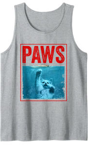lot 50839 image: PAWS Funny Cat Kitten T-Shirt For Shark And Cat Lovers Tank Top, Large